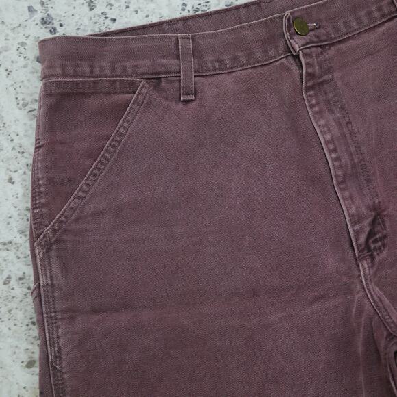 RARE Vintage Carhartt B24 BRG Burgundy Purple Carpenter Shorts 34x7.35 - Picture 7 of 12